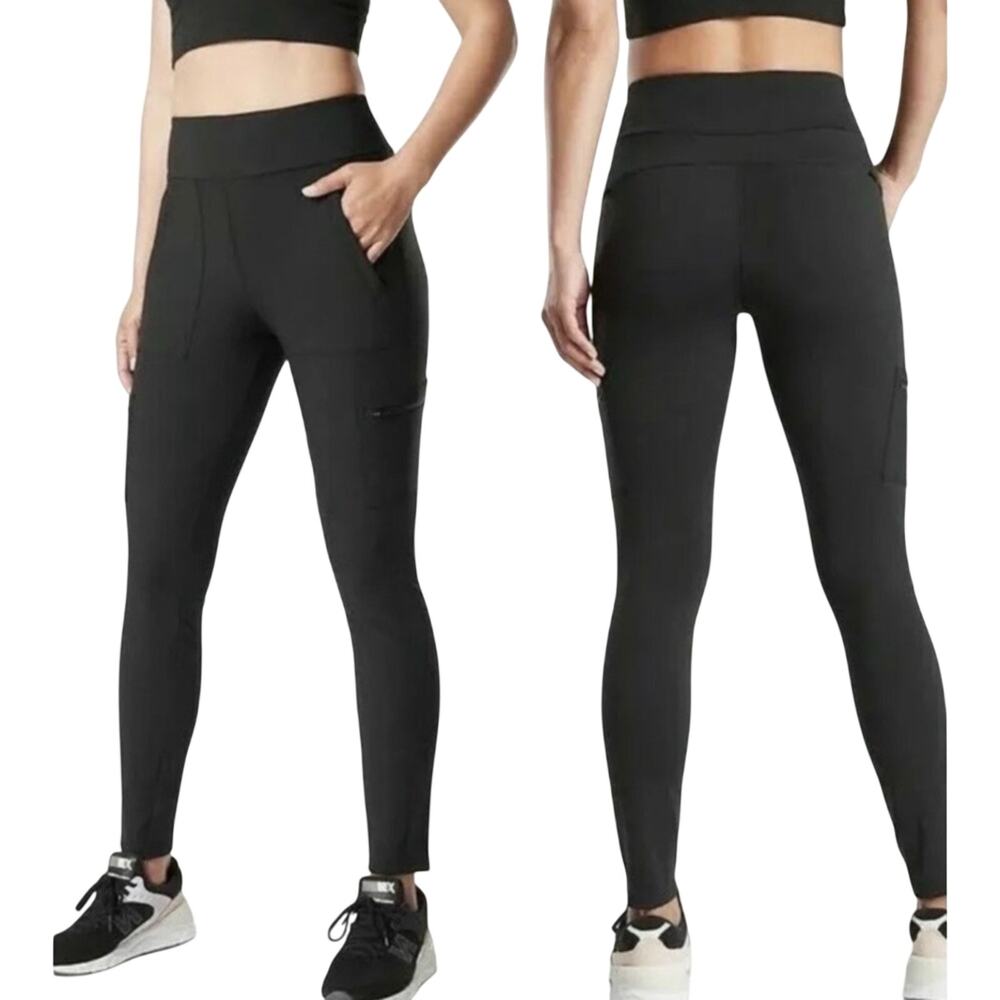 Athleta Black Headlands Hybrid Cargo Black Leggings